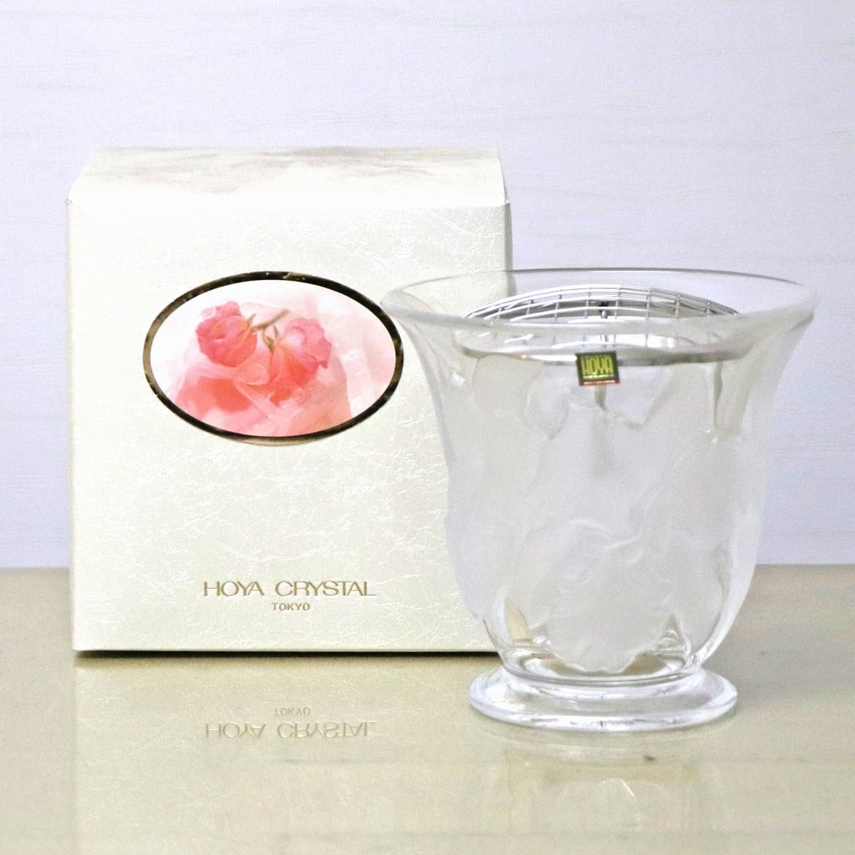 HOYA CRYSTAL・ローズボウル・ガラス花器・フラワーベース・No.221218