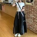 【2点セット】バイカラーTシャツ＋配色ラインマキシスカート ・77749