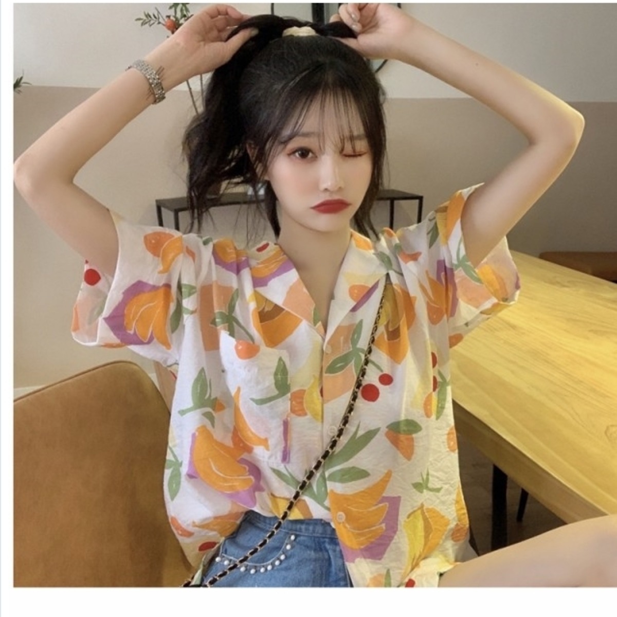 夏服 レディース トップス ブラウス シフォンシャツ アロハシャツ 
