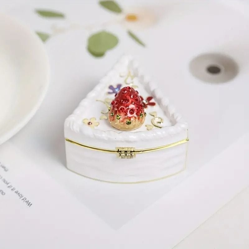 ショートケーキの小物入れ メタル チョコ クリーム ラインストーン 花