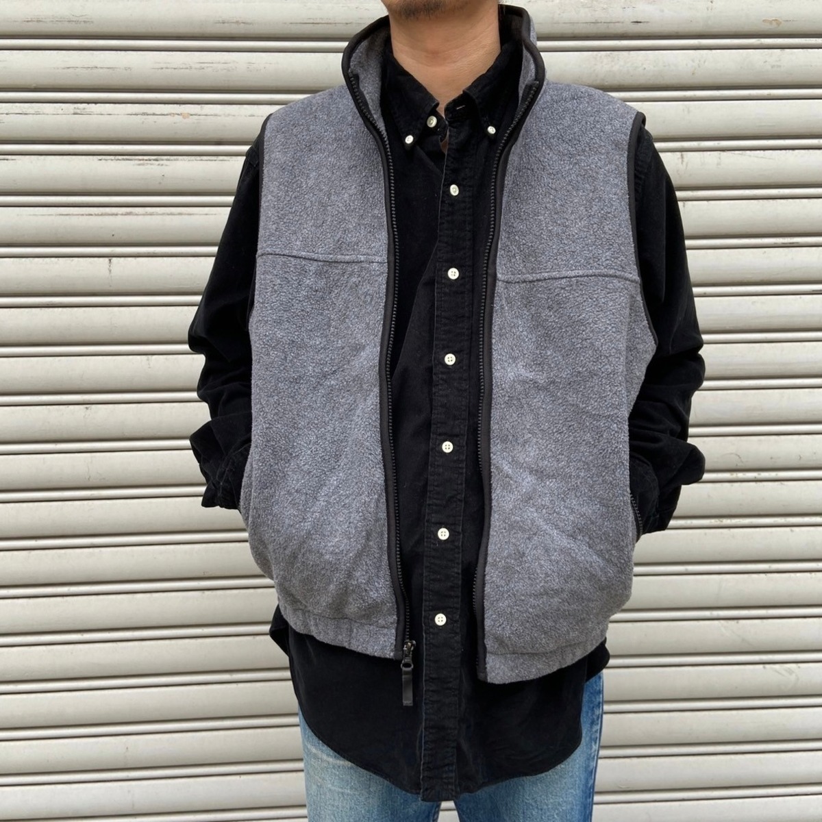 90s eddie bauer ポーラテックフリースベスト S グレー | 古着屋 Uan