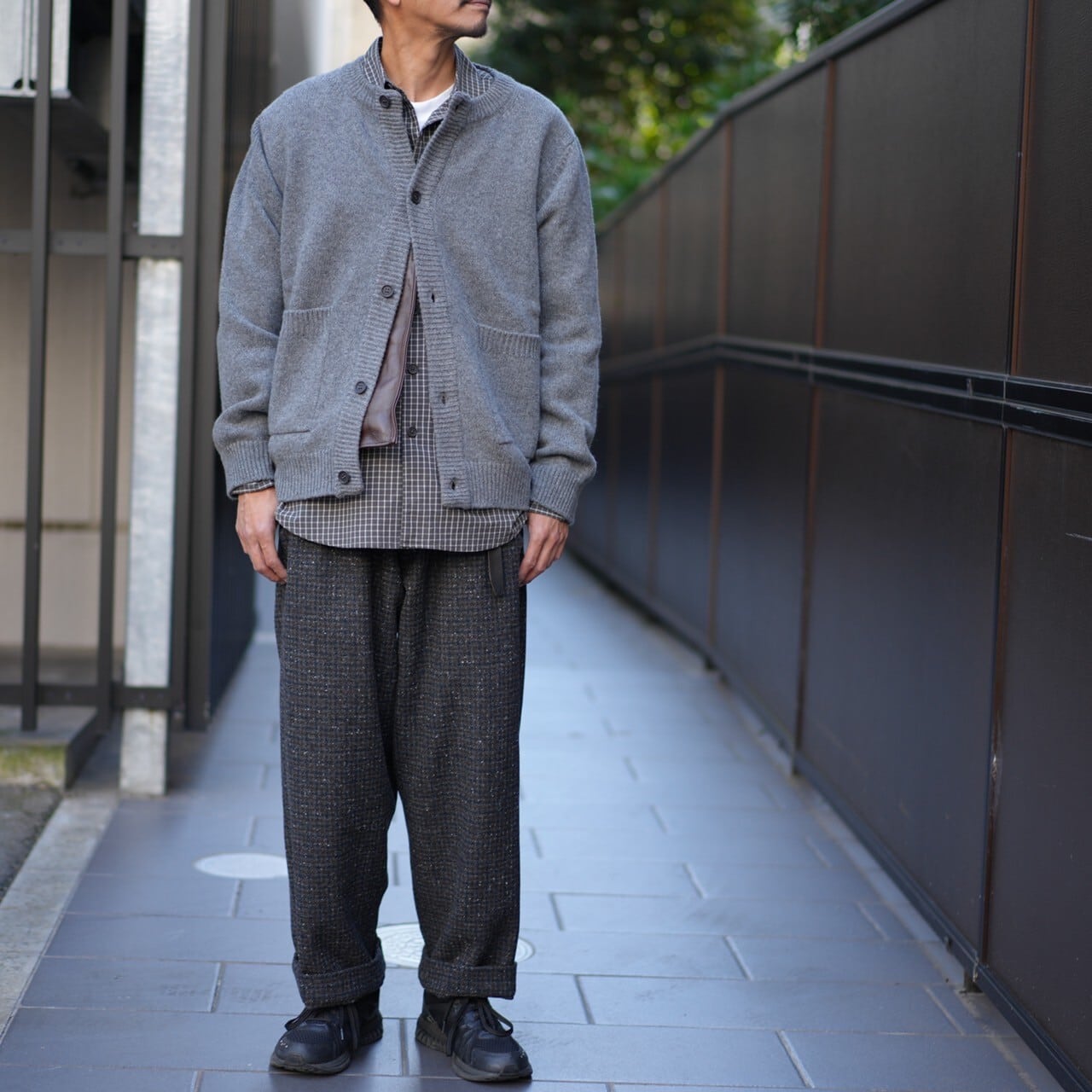 EVAN KINORI(エヴァン キノリ) / Crewneck Cardigan -Grey- | Signs