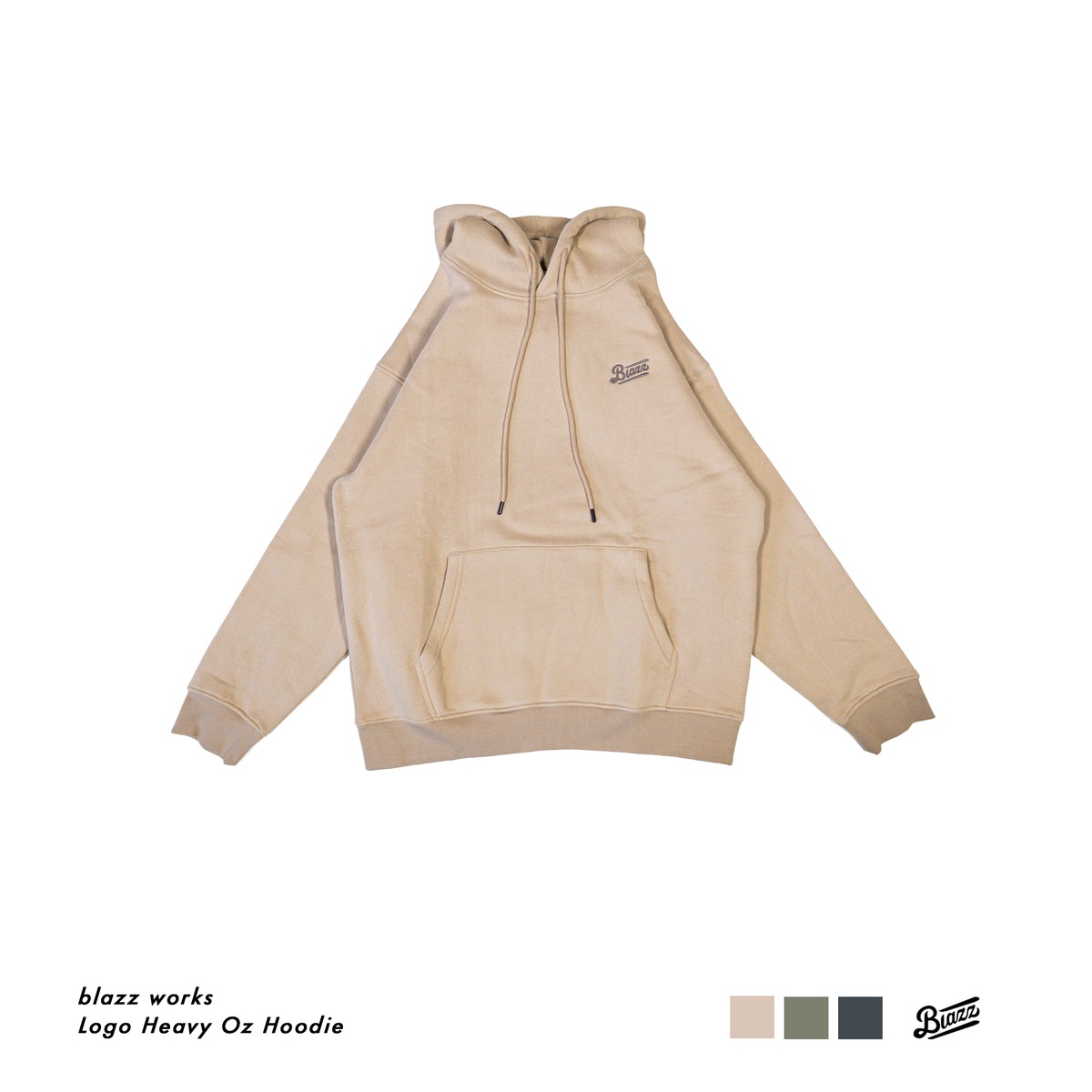 Logo Heavy Oz Hoodie [Beige] | blazz works