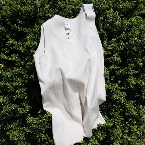MEIAS ”FINE GAUGE SILK RIB MEN'S TANK TOP / SLTT（IVORY)"