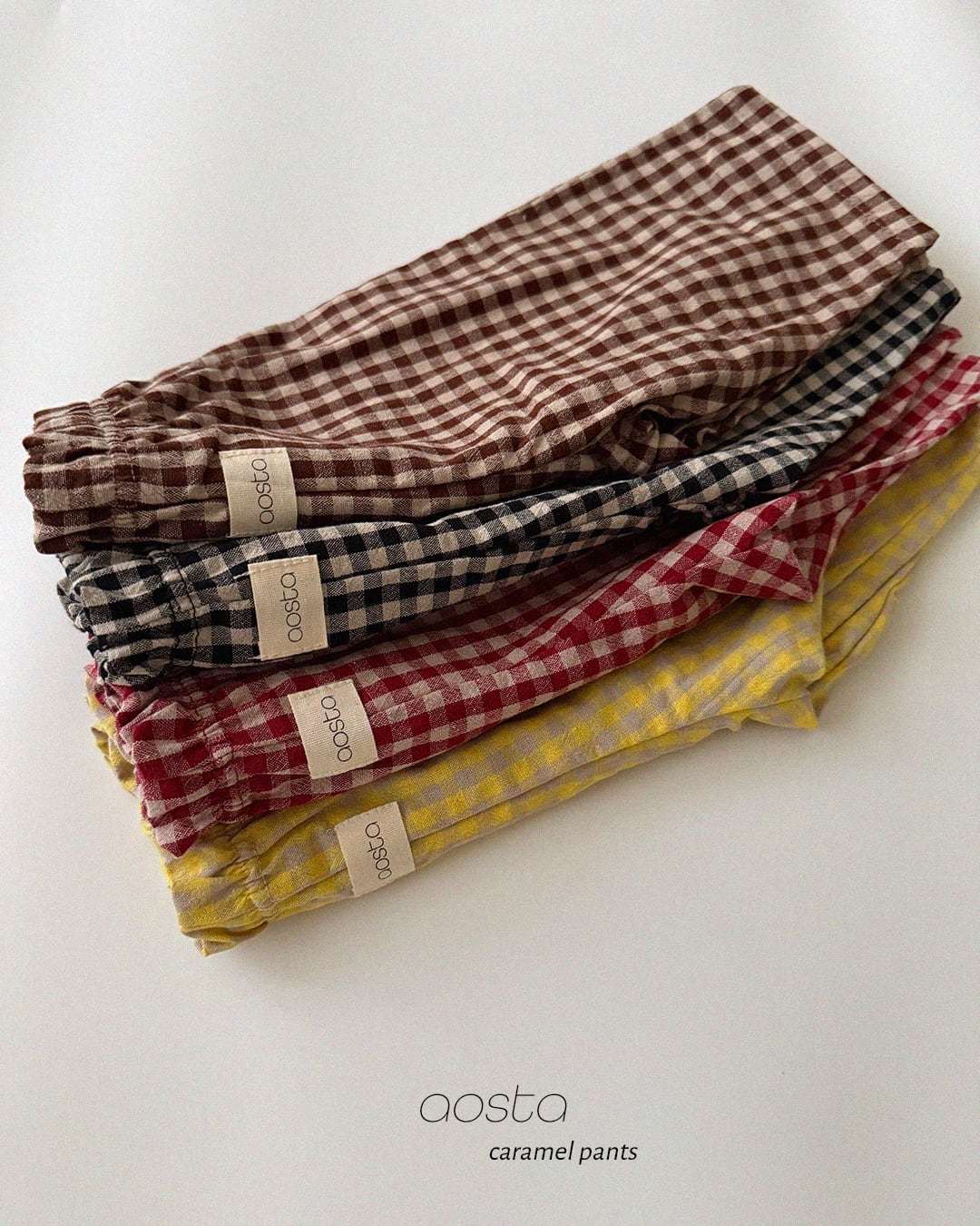 【予約】aosta Caramel check pants