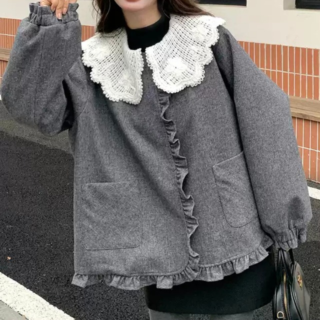 Frill line down jacket 00276