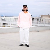 UNTRACE(アントレース)リネンファブリック、ハーフジッププルオーバー、オーバーパンツコーディネート