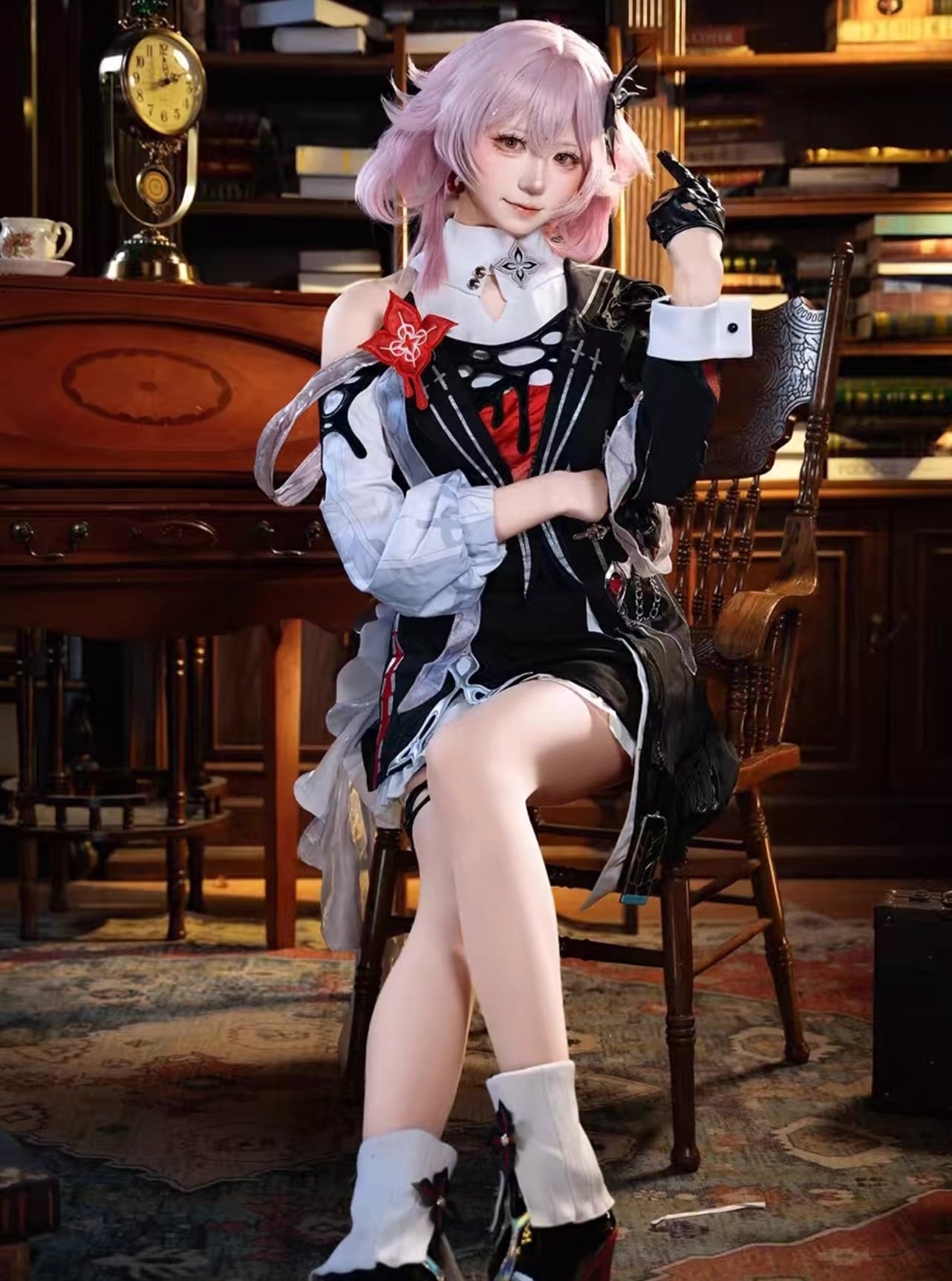 【なゆた】長夜月 コスプレ衣装Mフルセット　靴　傘　セット済みウィッグ 崩壊スターレイル 長夜月 コスプレ衣装 コスチューム アクセサリー