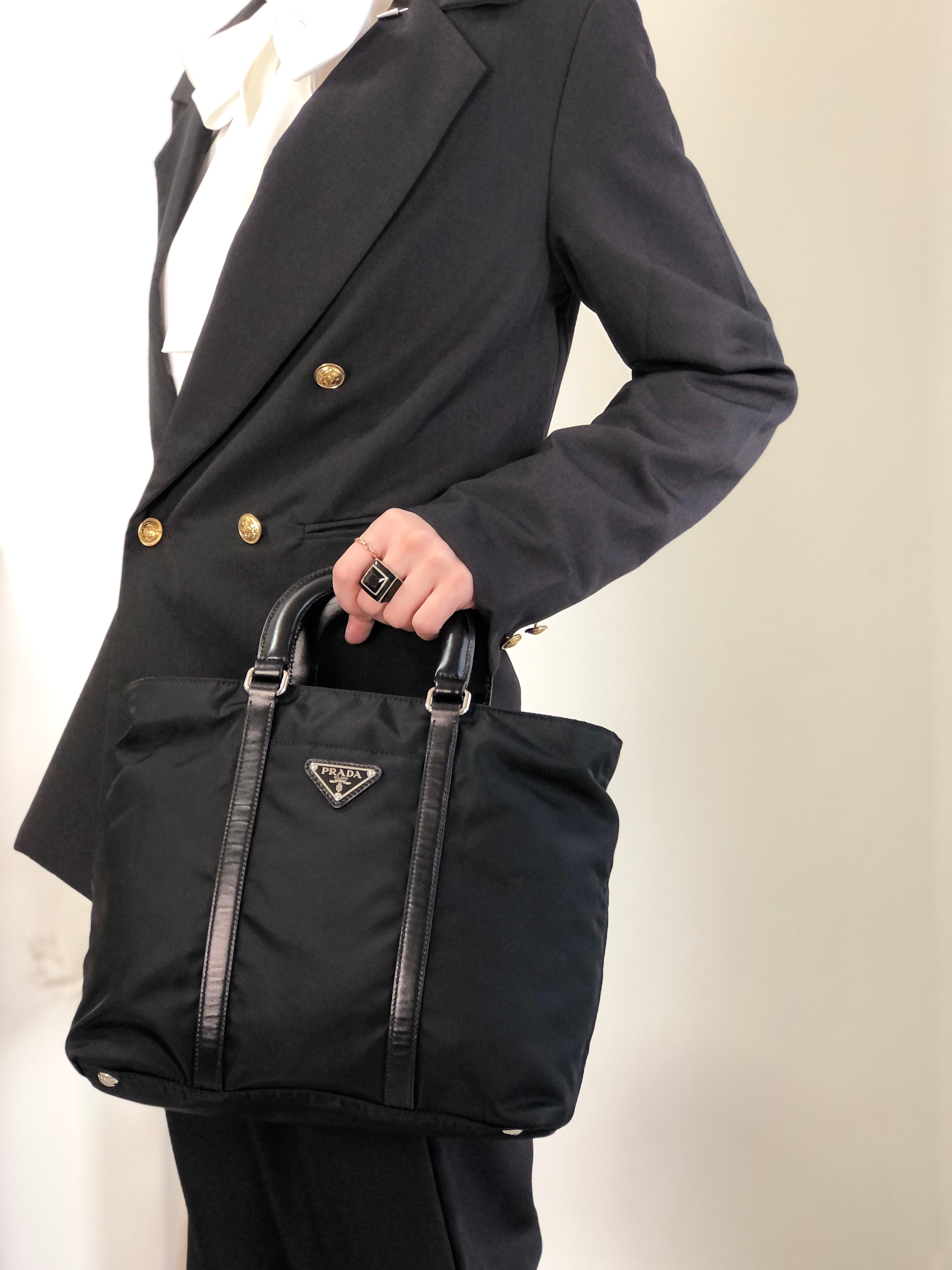 PRADA プラダ ハンドバッグ ブラック トライアングルロゴ ナイロン 2way vintage ヴィンテージ オールド xd7tr6