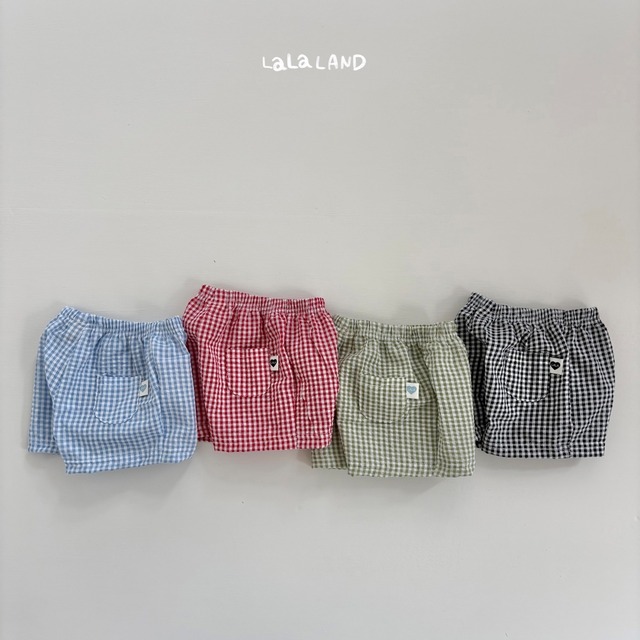 【取寄】lalaland｜bebe seersucker check shorts｜ベベシアサッカーチェックショートパンツ｜6M-18M｜baby｜26 summer