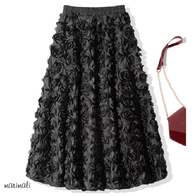 ボリュームブーケ Aライン スカート 3color 25519