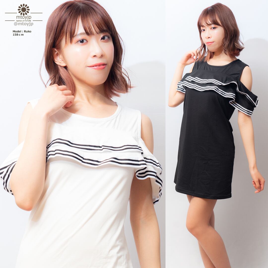 ミニワンピース レディース きれいめ フリル ワンピース 夏 オフショルダー 6yun 001 セレクトショップ Mtoyjp