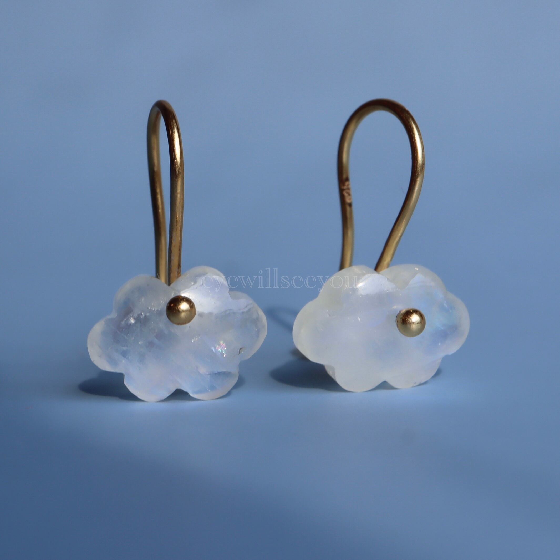 Rainbow moonstone cloud earrings (ピアス) 3 | eyewillseeyou