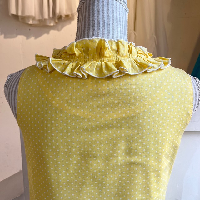 60's yellow dot frill blouse