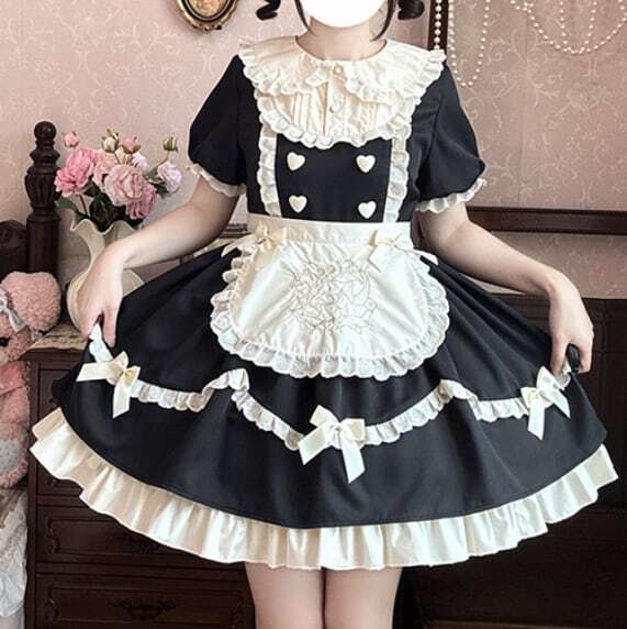 メイド服♡全2カラー つけ袖付きフリルメイド服 kos18☆ | パステル