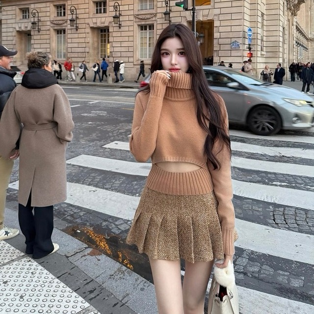 front open turtleneck  knit