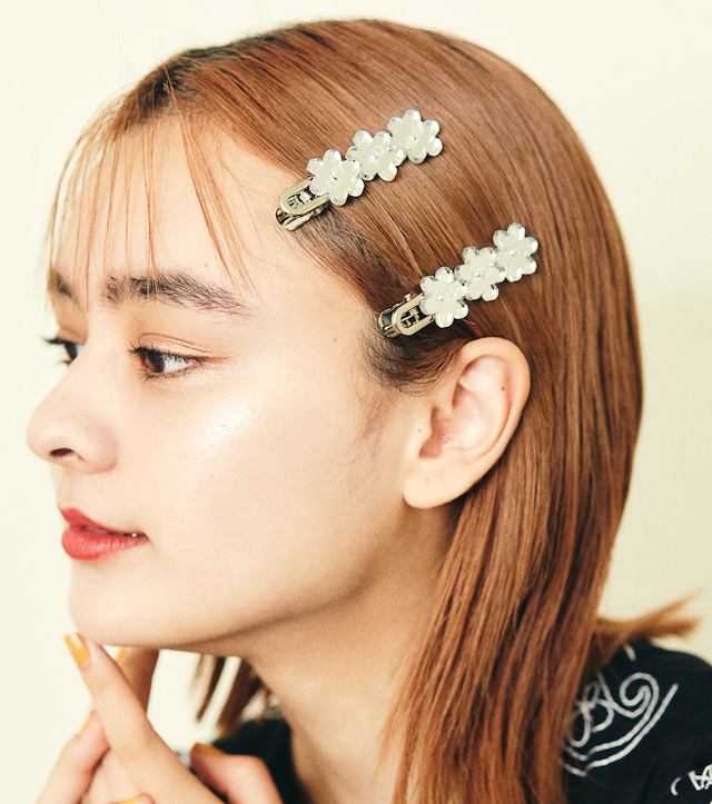 FLOWER HAIR PIN SET シルバー