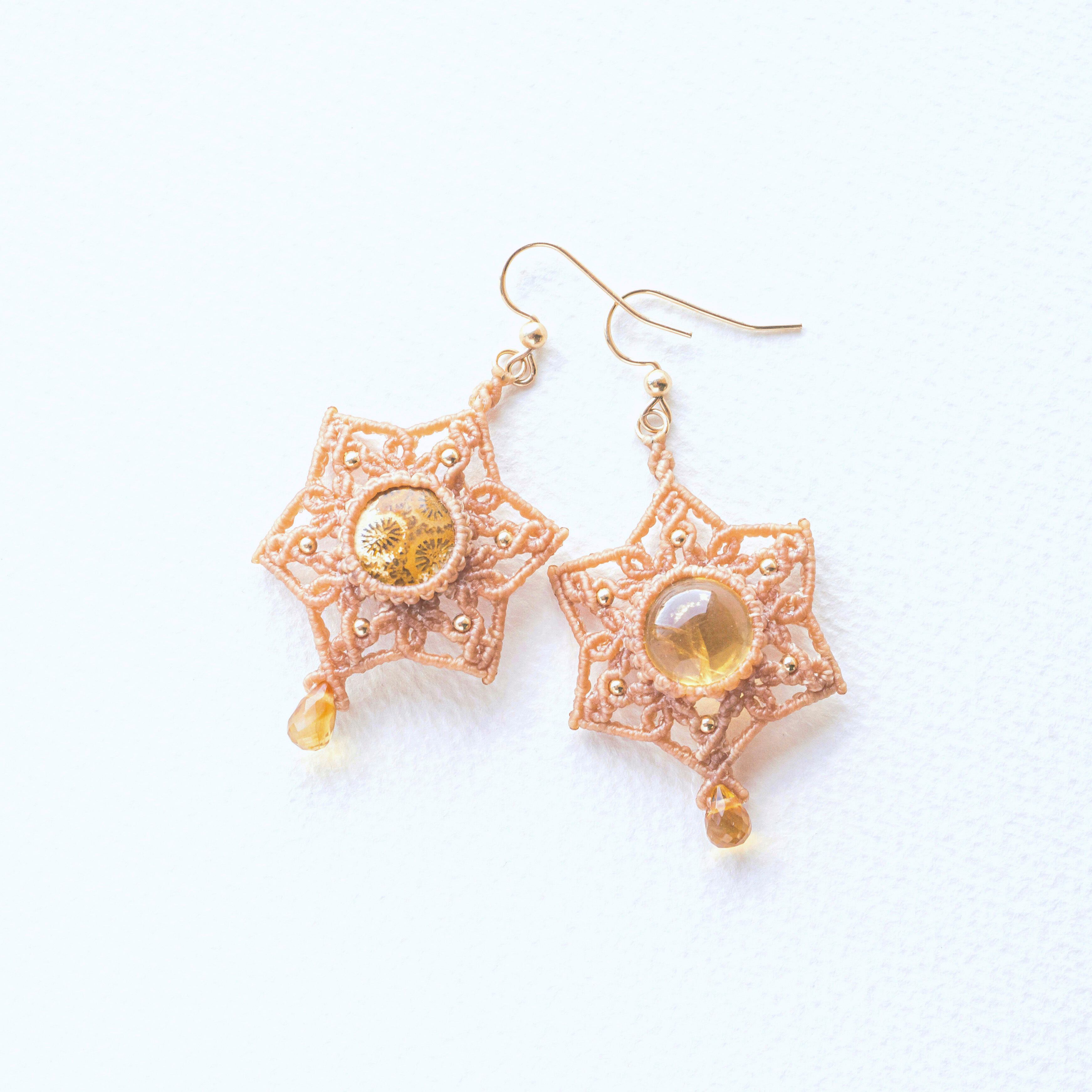 1点もの＊レトロチックなフォッシルコーラル♬ピアスチャーム