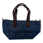 Mademoiselle NON NON マドモアゼルノンノン ワッペン 刺繍 デニム トートバッグ ハンドバッグ /裏地チェック柄/鞄/カバン