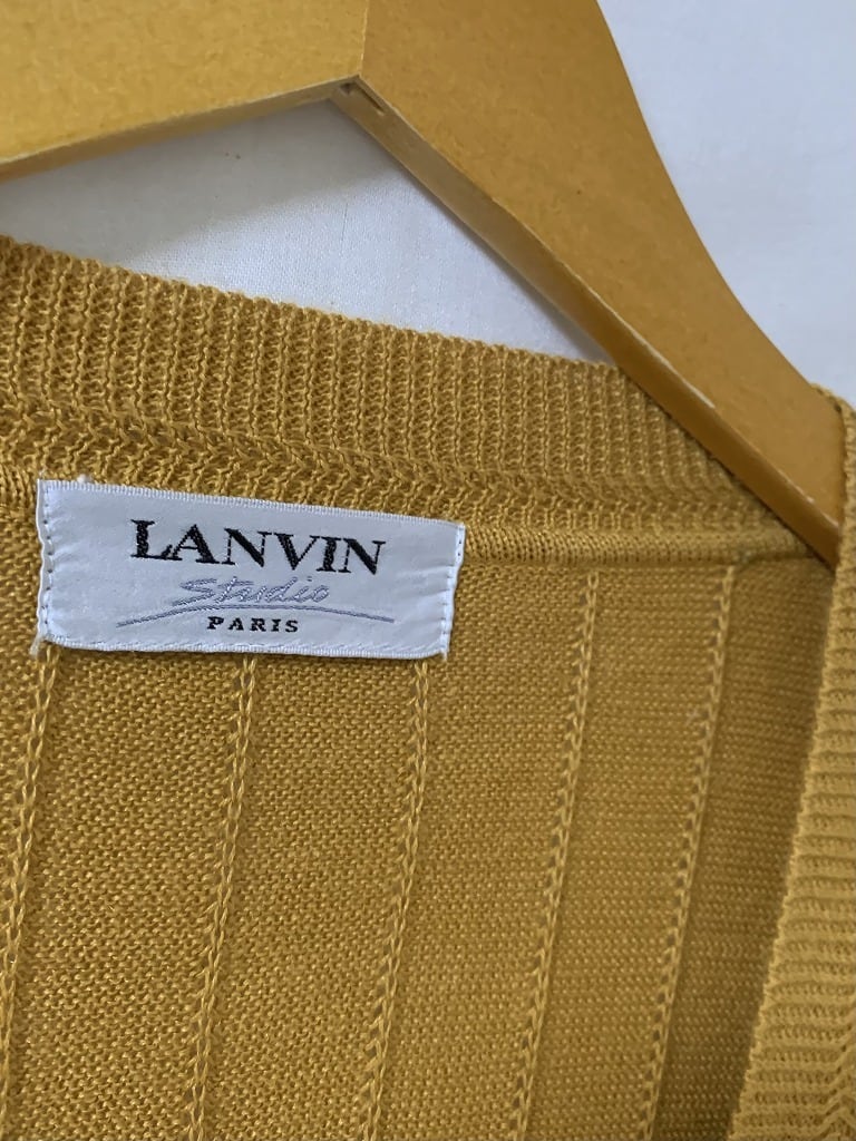 1980's Solid Color Design V-Neck Cardigan "LANVIN"