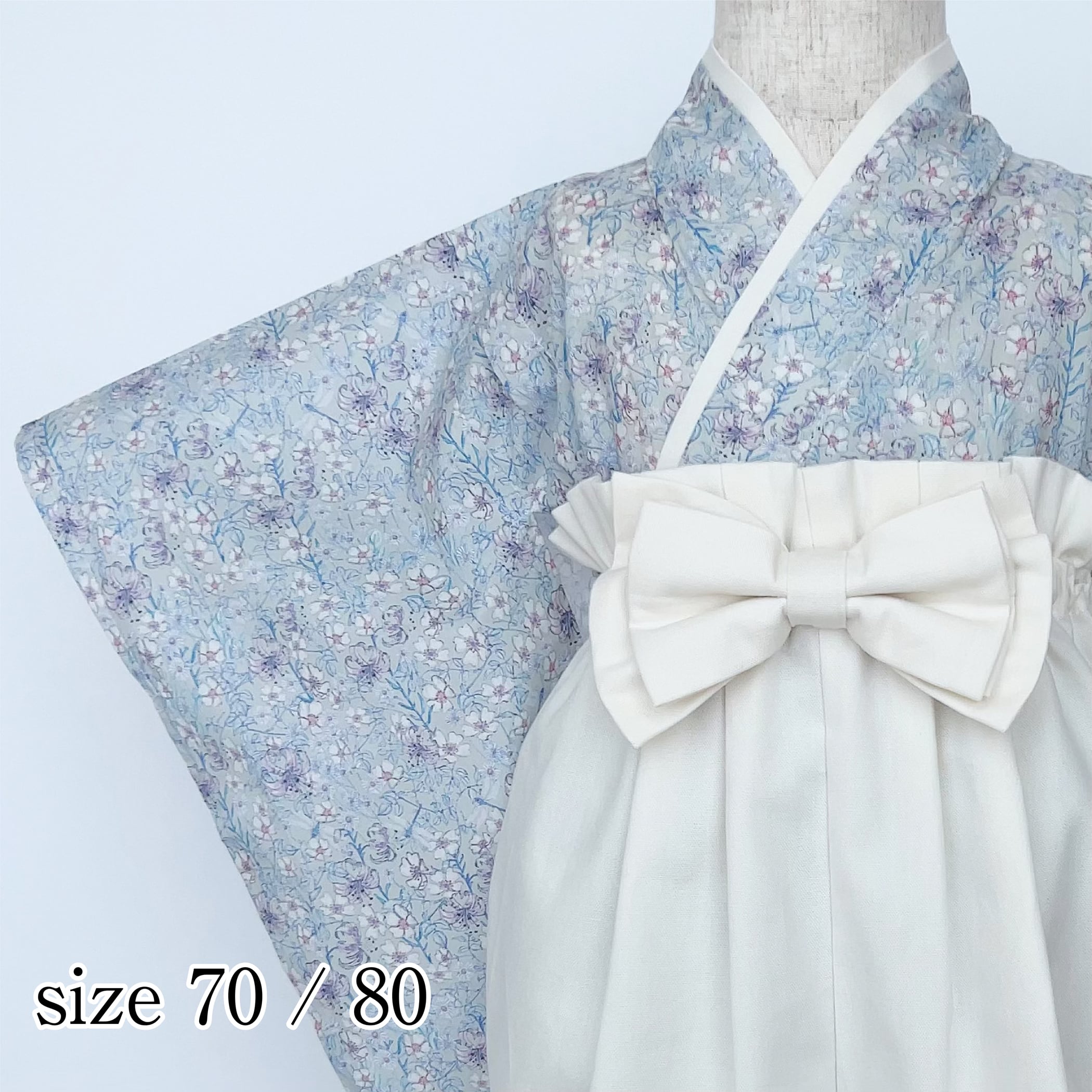 ベビー袴 リバティカンパニュラ×organicホワイト 70/80 | KANA KANA