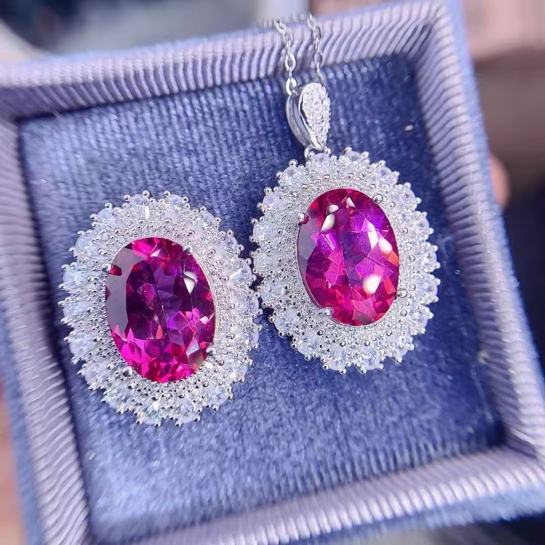 topaz〗天然 ピンク トパーズ セット コフレ ネックレス リング