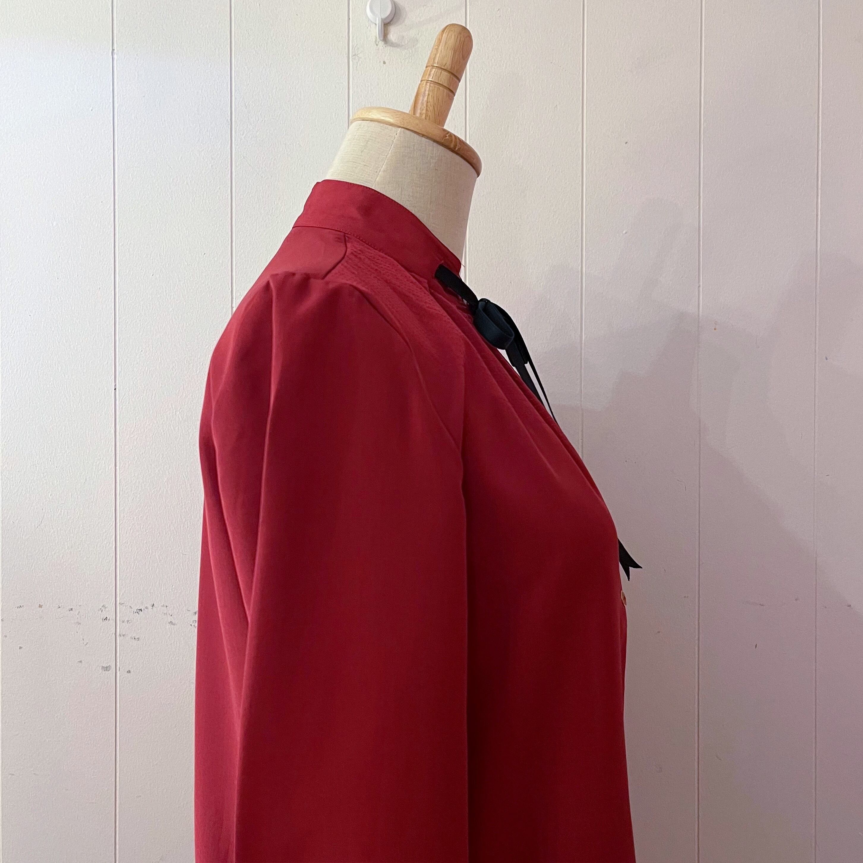 bordeaux black ribbon blouse