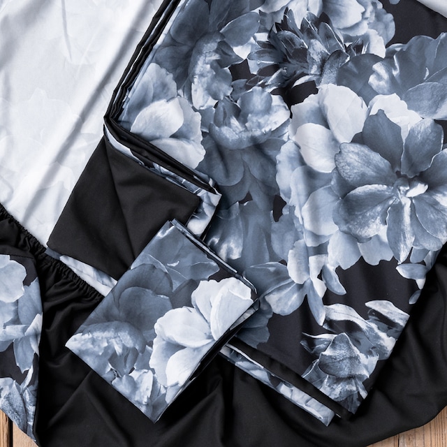 ベッドカバーセット/monochrome flower/ダブルサイズ