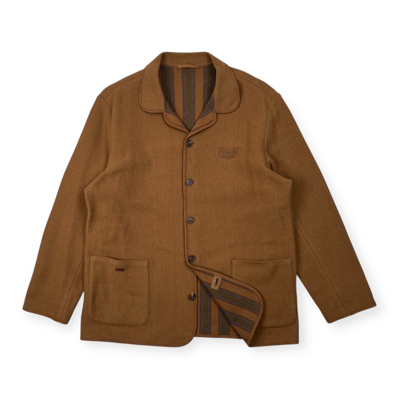 美品 PAPAS パパス ウール ジャケット サイズ 50 L/裏ネイティブストライプ/キャメルブラウン/日本製