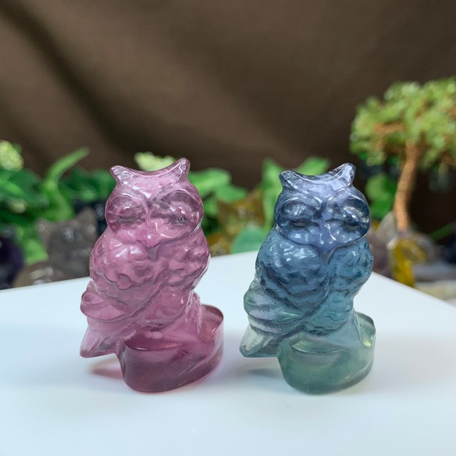5.カラフルふくろうペアセット・フローライト