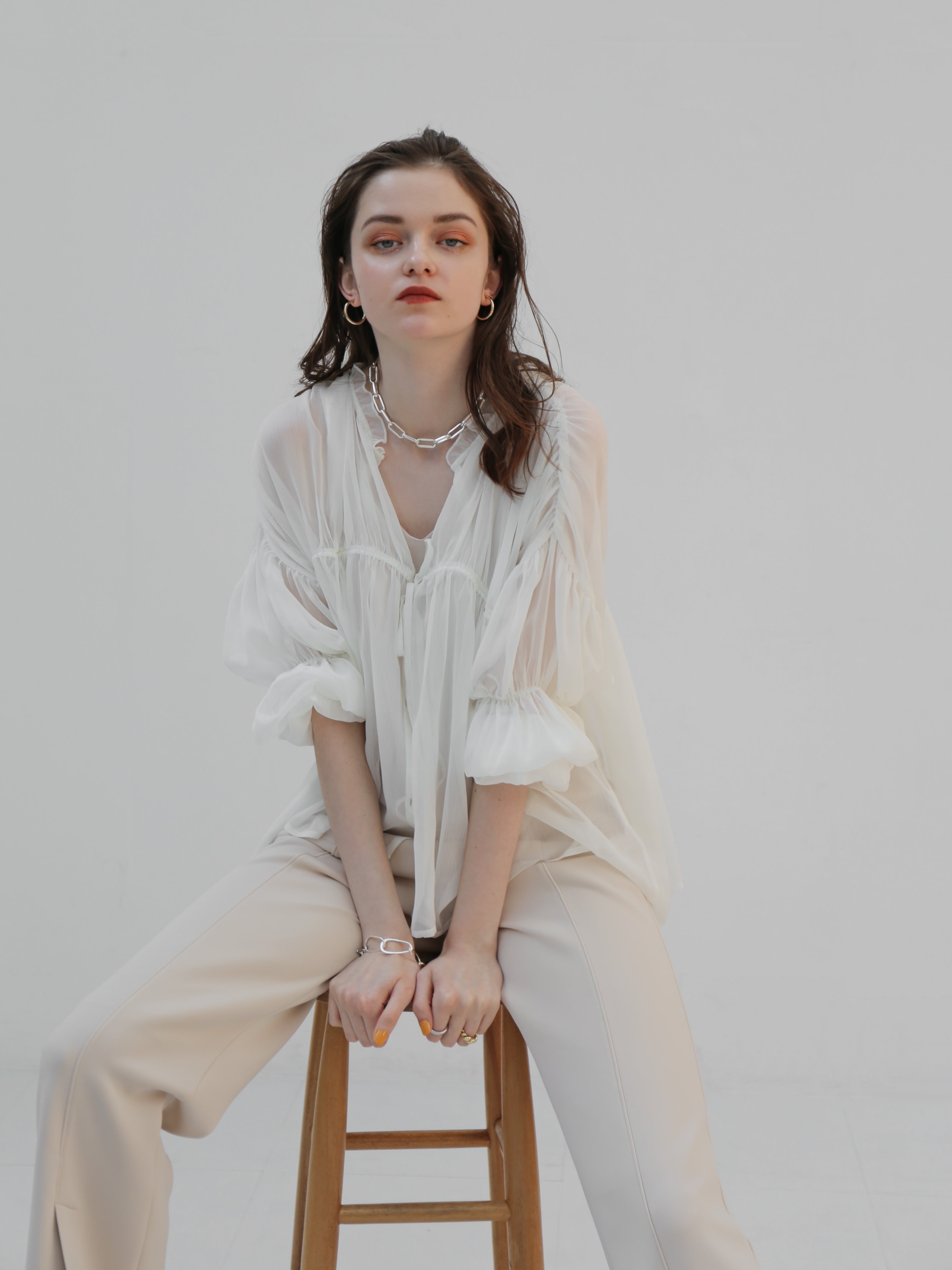 triple shirring blouse set（white） | Katrin TOKYO