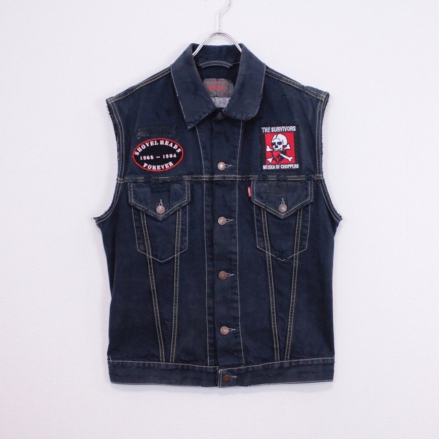 【act2】"Levi's" Previous Owner Custom Patch x Embroidery Design Denim Vest