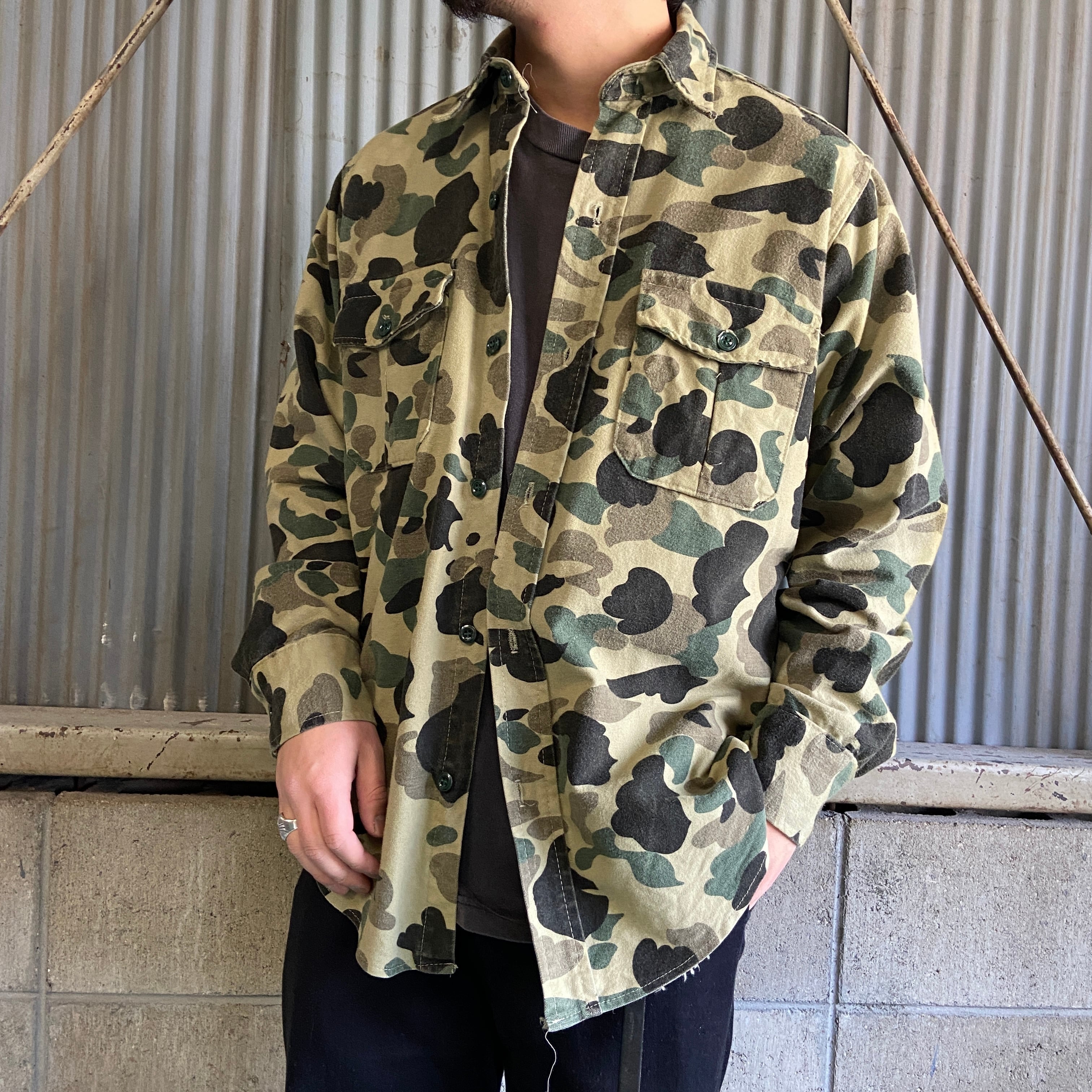 90年代 USA製 Cabelas カベラス カモ柄 起毛 迷彩 長袖シャツ メンズXL 