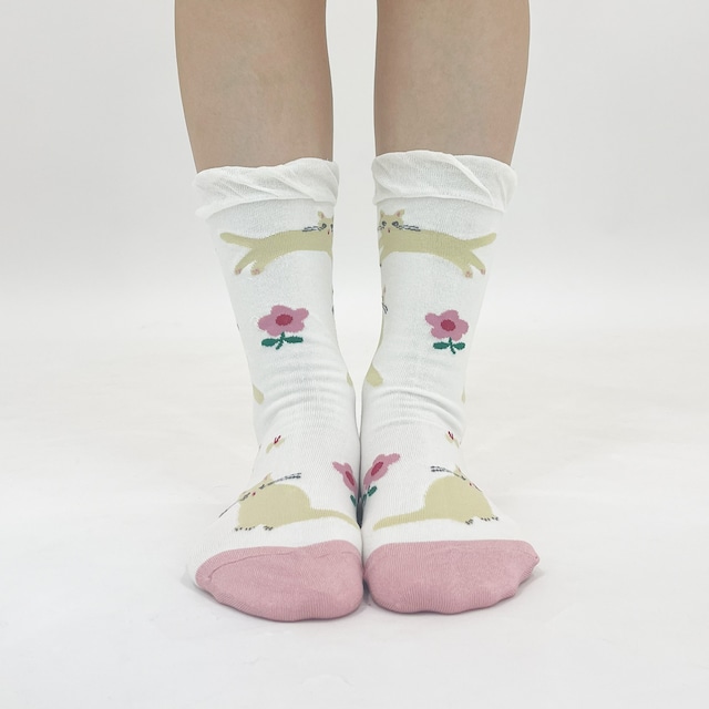 【Aiko Fukawa】布川愛子 SOCKS お花と猫 ソックス