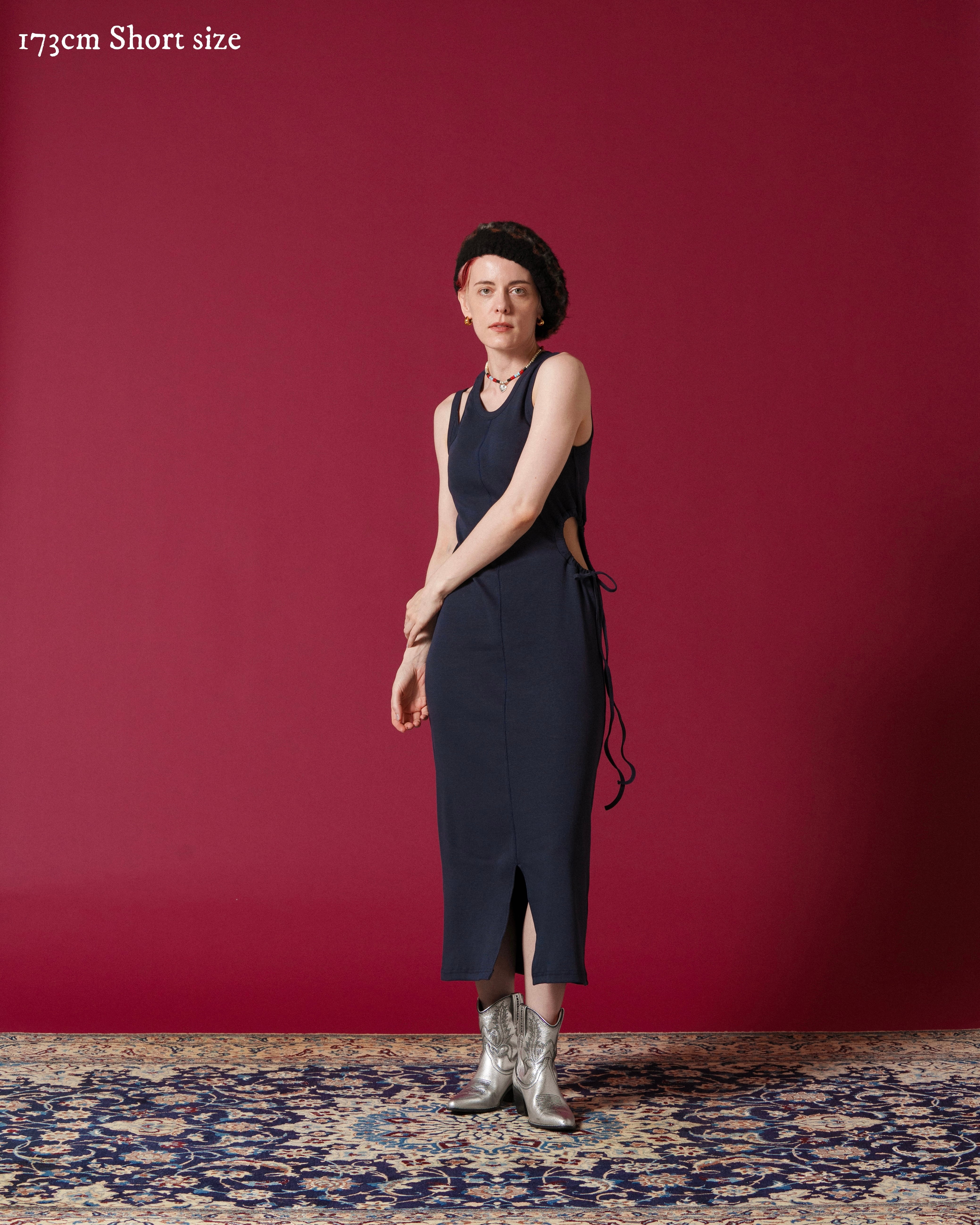 ambergleam アンバーグリームアートニットドレスジオメトリーロング