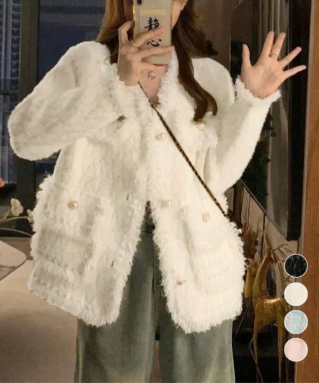 ツイード風ニットジャケット