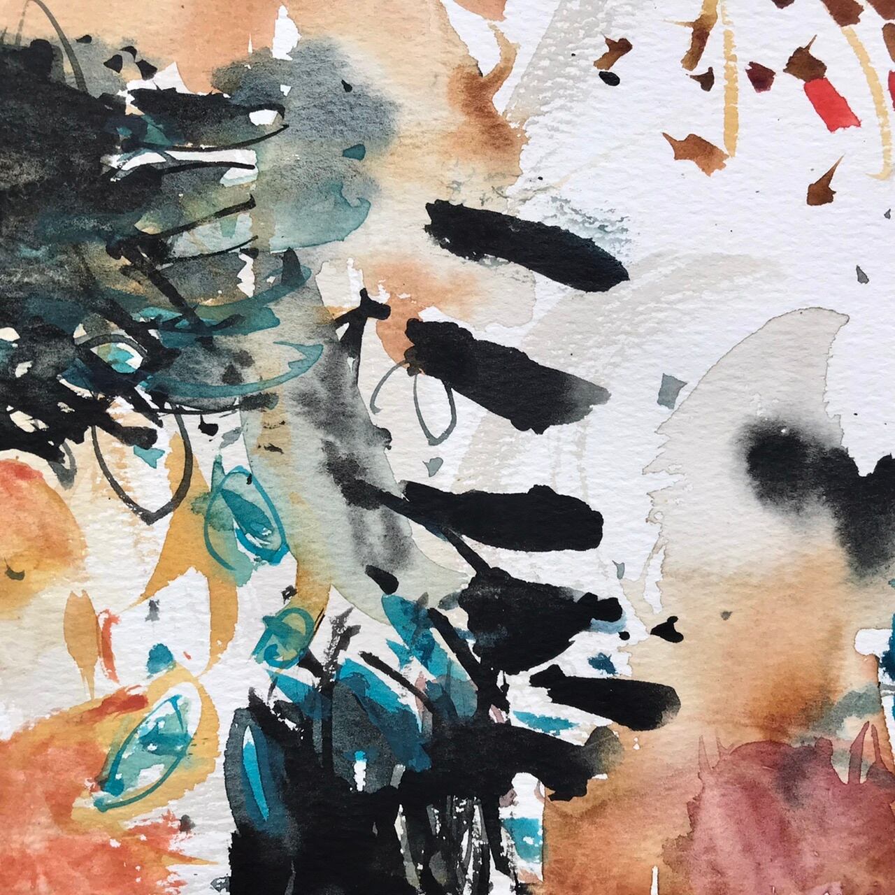 水彩画　印象　No.4 水彩画 印象 No.4 水彩画 印象 No.4 抽象画アート No.022 カラーインク B4