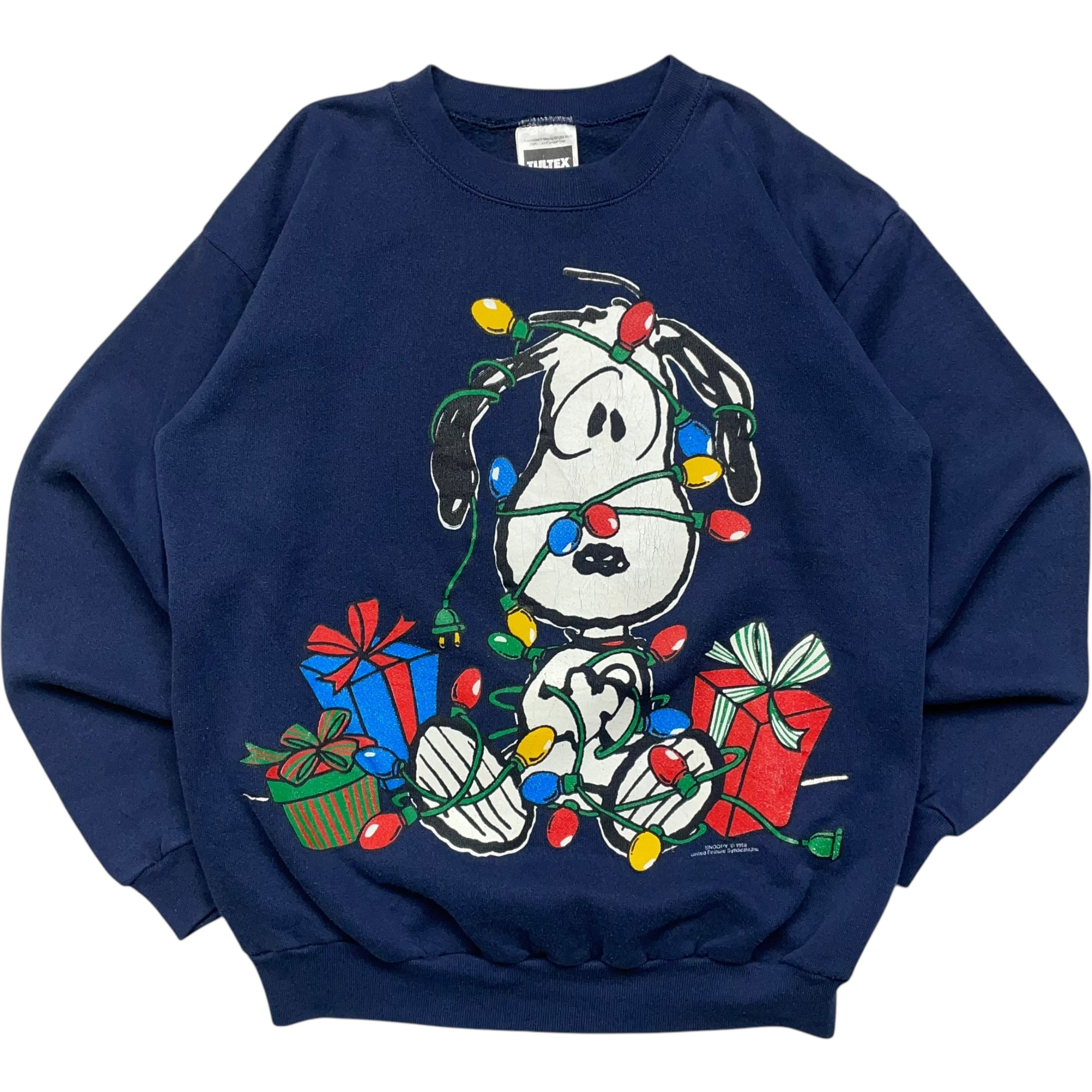 《L》TULTEX タルテックス スウェット ワンポイント スヌーピー BIGプリント ネイビー 90年代 vintage no.6479