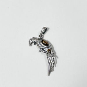 Vintage 925 Silver & Amaer Parrot Pendant Top Made In Poland