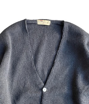 Vintage 60s Paker Alpaca wool knit cardigan -Black-