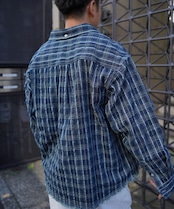 【#Re:room】CHECK STITCH BIG DENIM SHIRTS［RES092］