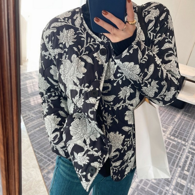 Floral No-collar Jacket 00853