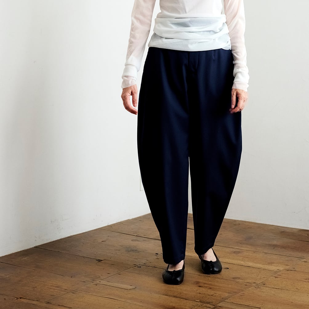 【30%off sale!】LOEFF ロエフ ウールギャバ ボンタンパンツ ネイビー