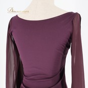 社交ダンス 衣装 トップス ブラウス パープル系 白樺ドレス 日本製 無地 シンプル 練習 レッスン 伸縮 ストレッチ 紫 透け感 長袖 上品 落ち着いた色 ダンス衣装 イベント ステージ パーティー かわいい