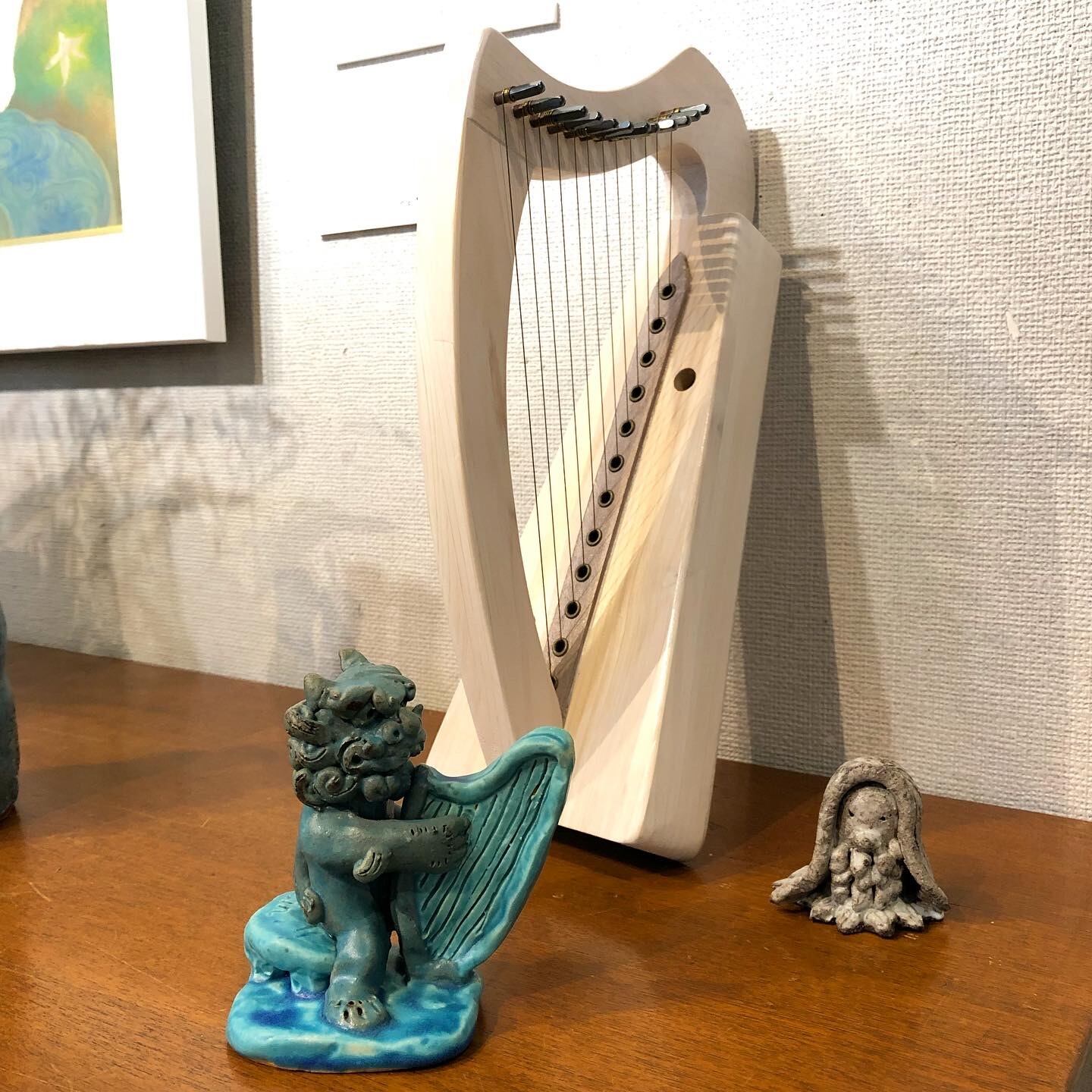 12弦国産ヒノキ製金属弦ハープ アルト 白 Op 238 絵と音楽のギャラリー シナモン