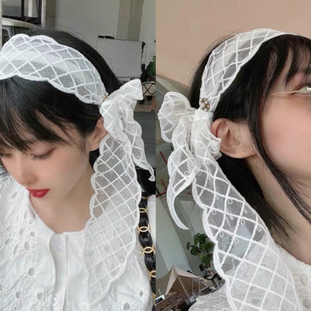 白 リボン カチューシャ ヘアバンド Loveysmileshop