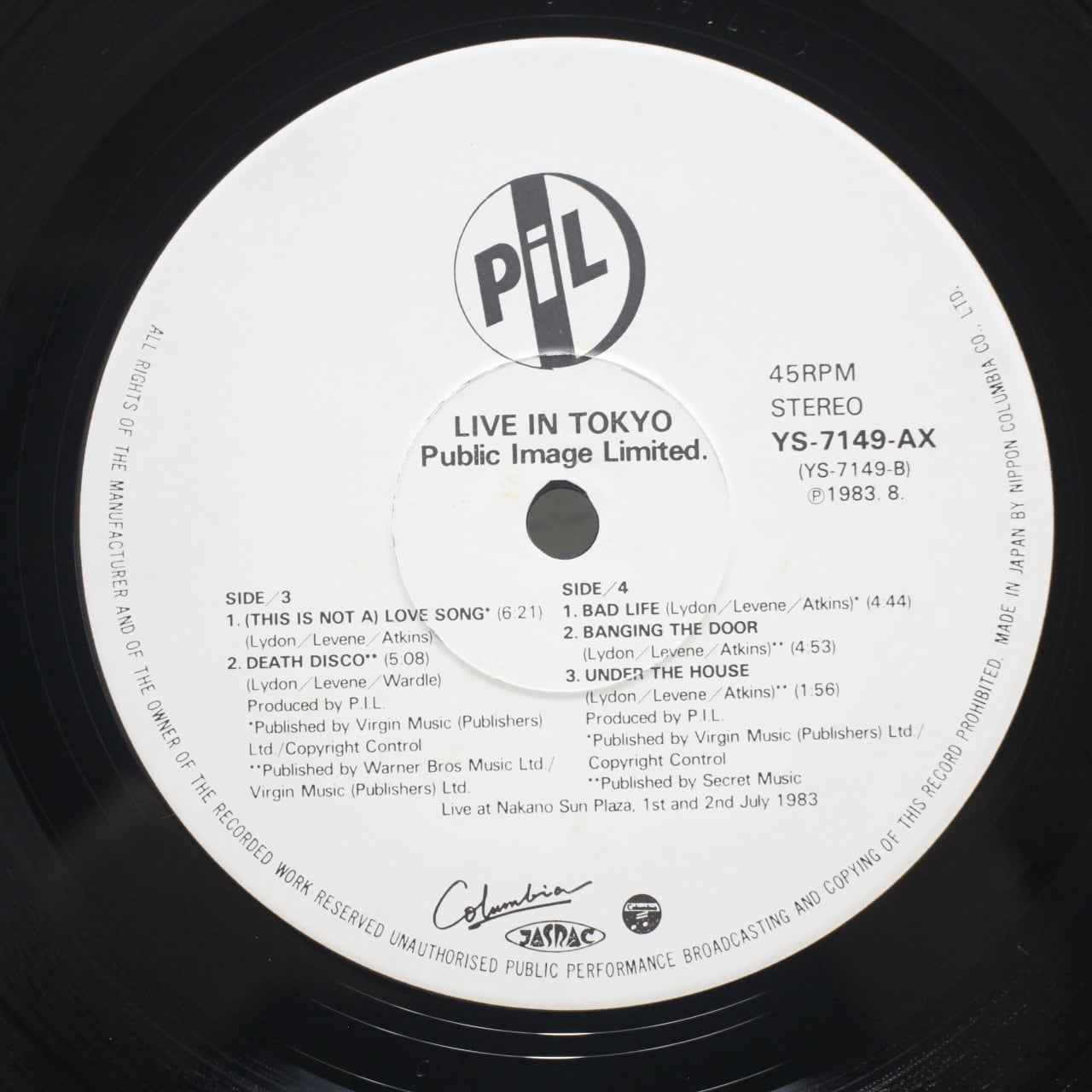 Public Image Limited / Live In Tokyo [YS-7148→49-AX] - 画像5