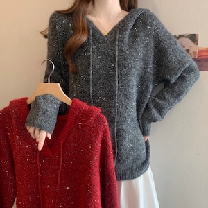 2色／ラメニットプルパーカ ・73811