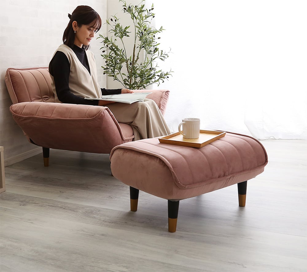大人かわいいインテリア ベロアカウチソファ オットマン単品 大人かわいいインテリア ベロアカウチソファオットマン単品