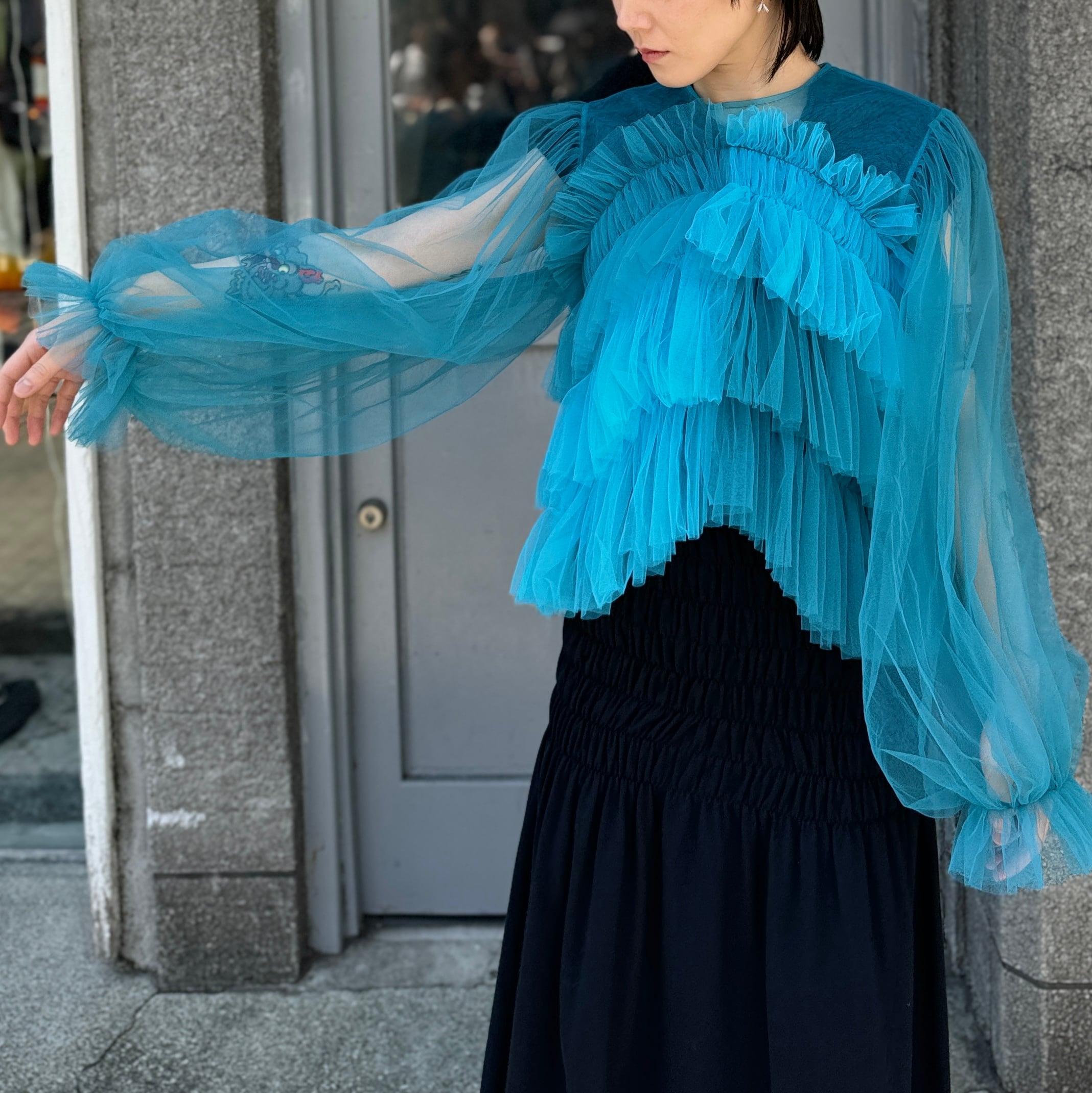 VIVIANO / Gathered Top / Green | ふぁいん VIVIANO / Gathered Top / Green | ふぁいん